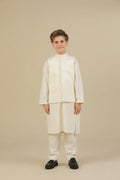 Bosky White Kurta Trouser with Blended Waistcoat - Kids