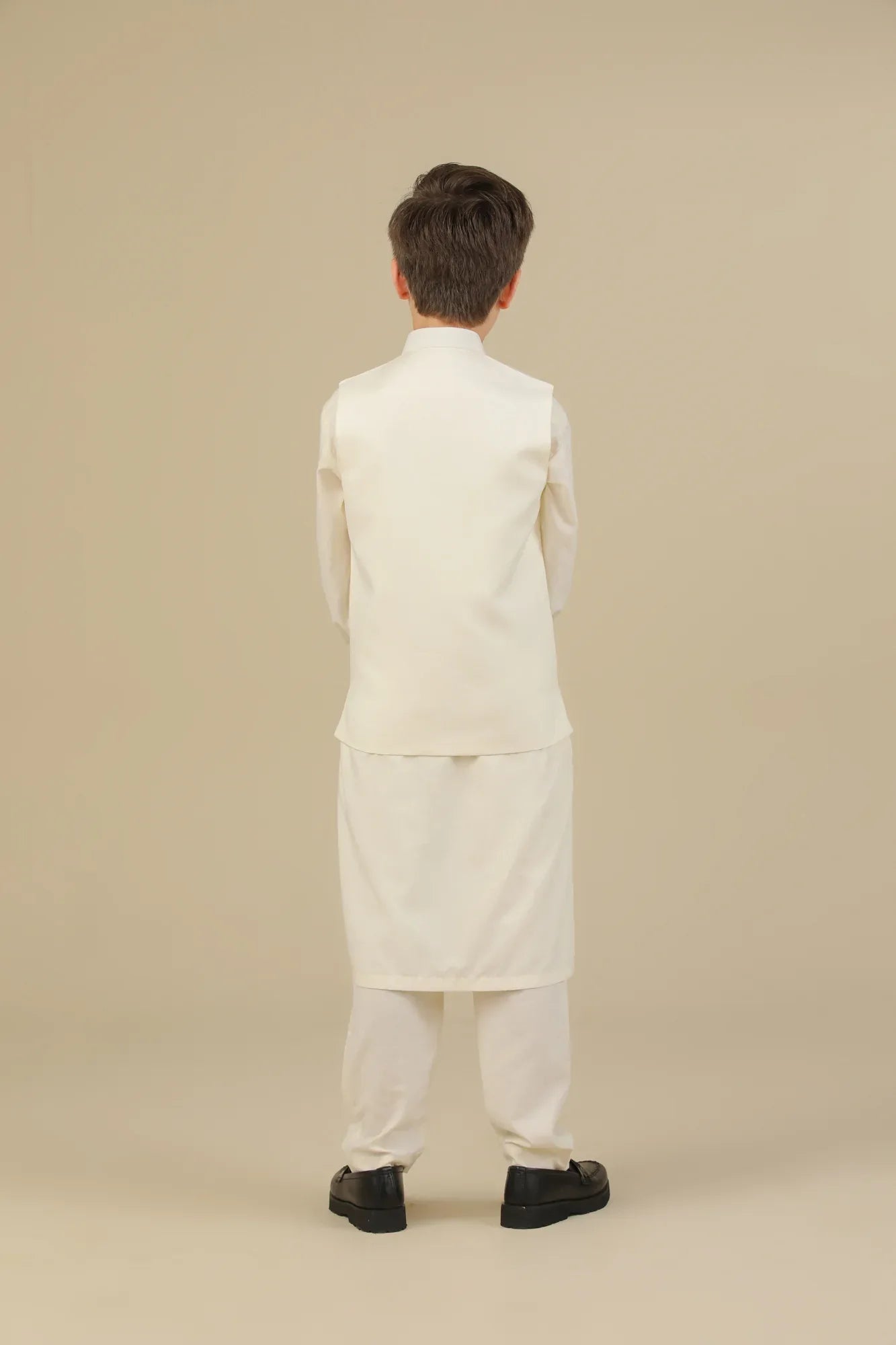 Bosky White Kurta Trouser with Blended Waistcoat - Kids