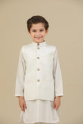Off White Suiting Waistcoat - Straight Cut Buttoned  - Kids