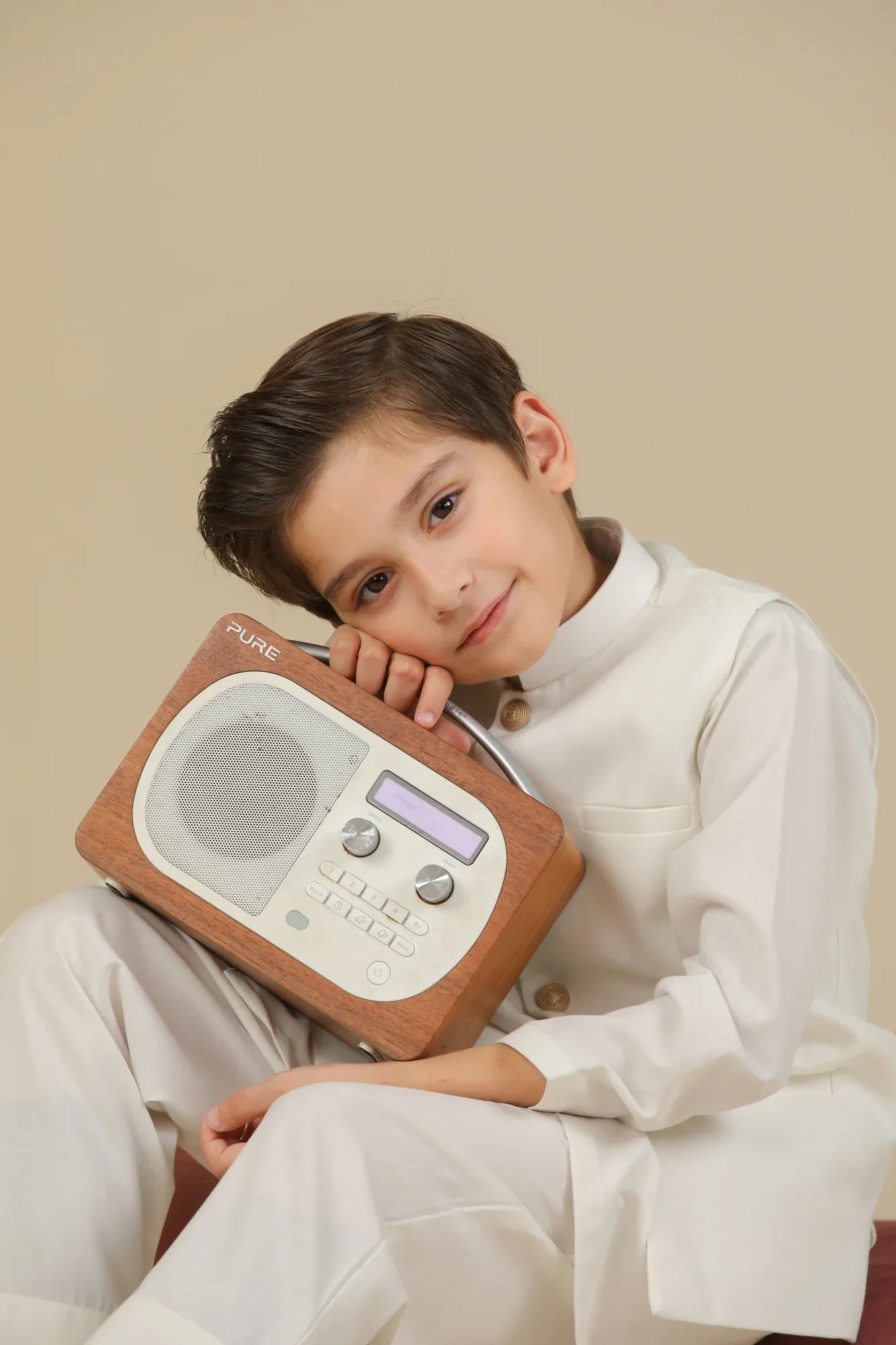 Off White Suiting Waistcoat - Straight Cut Buttoned  - Kids