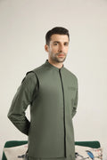 Army Green Soft Cotton Waistcoat - Men