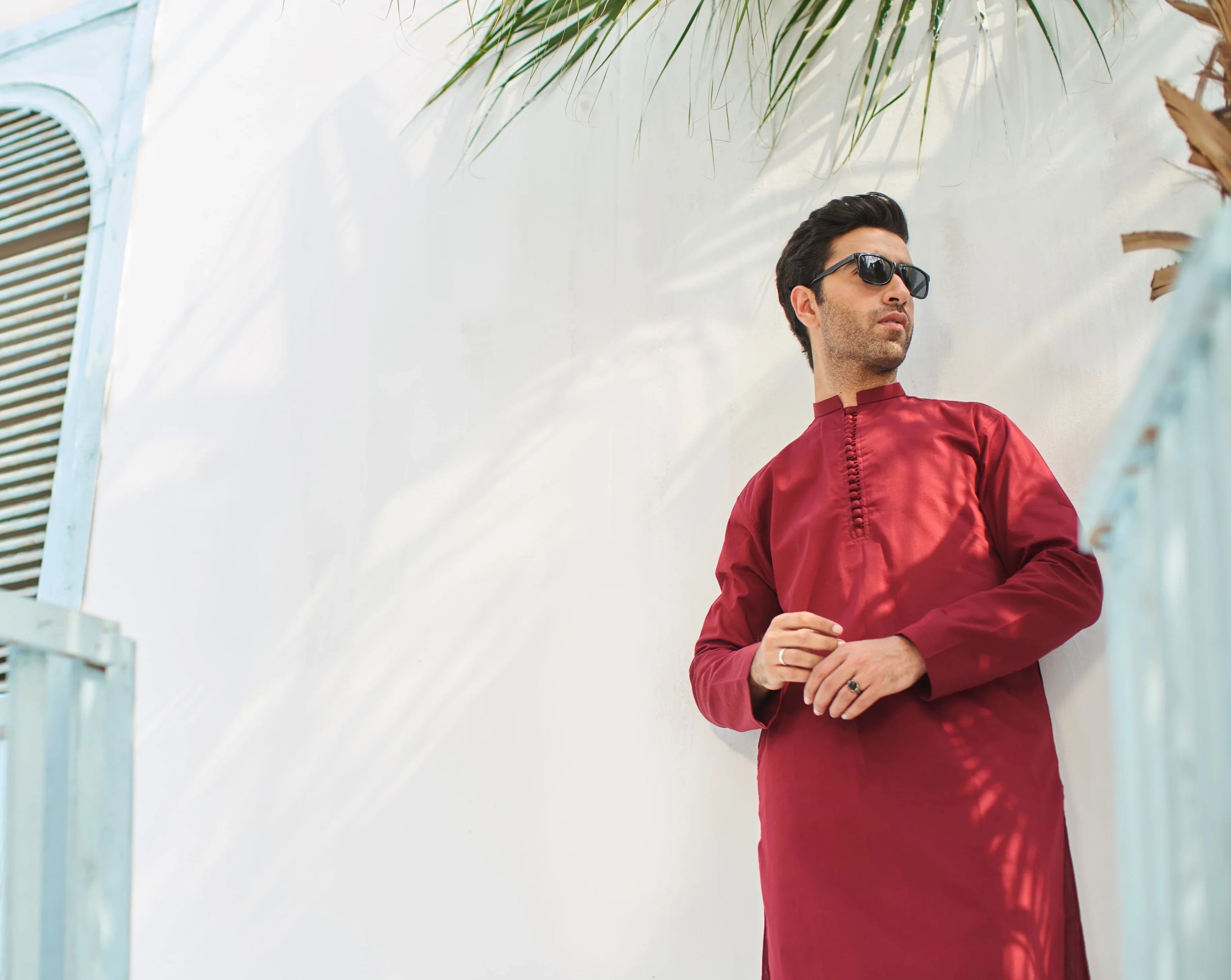 Maroon Cotton Kurta Trouser - Men