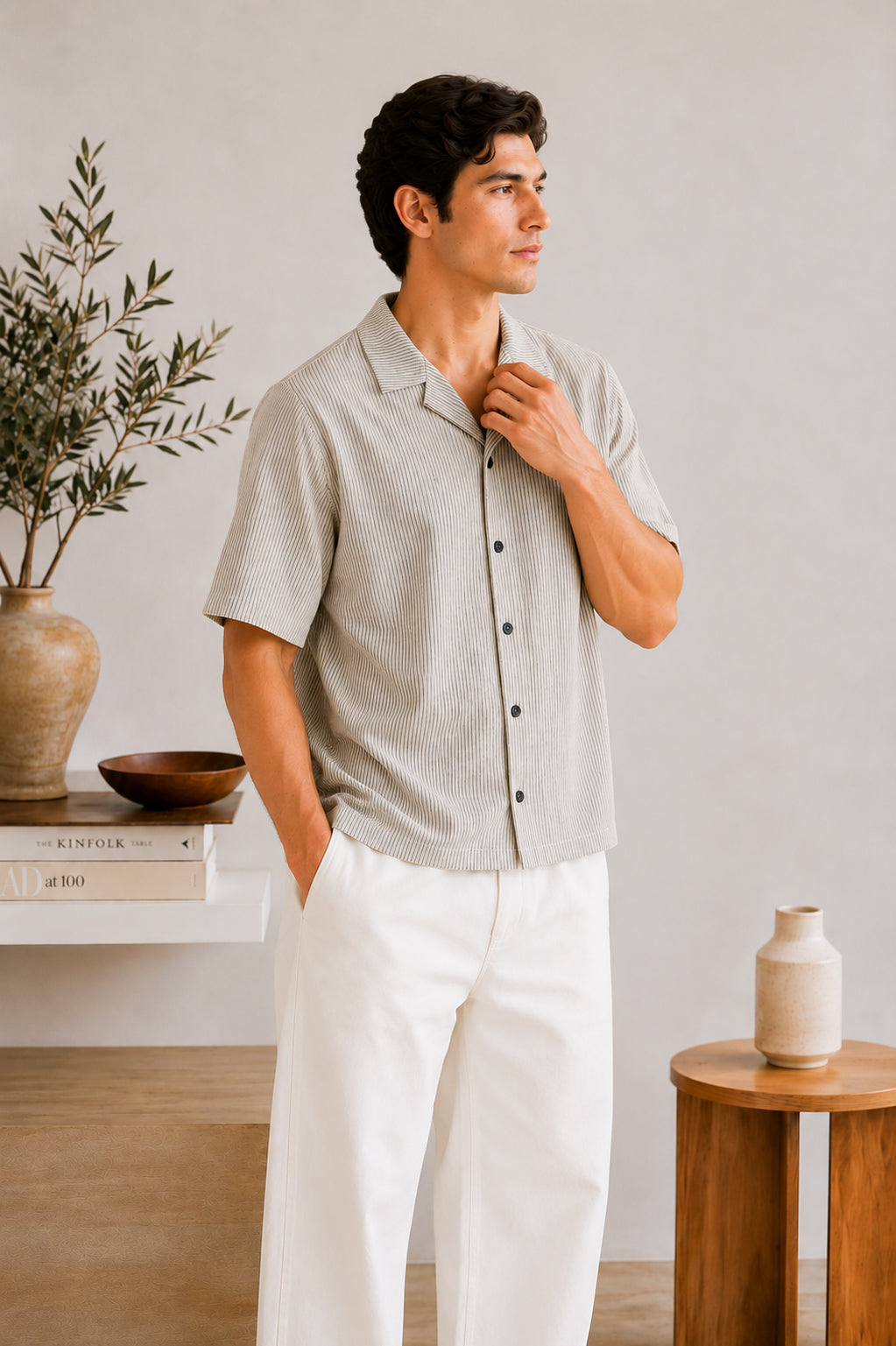Off White Striper Boxy Revere Button Down - Men