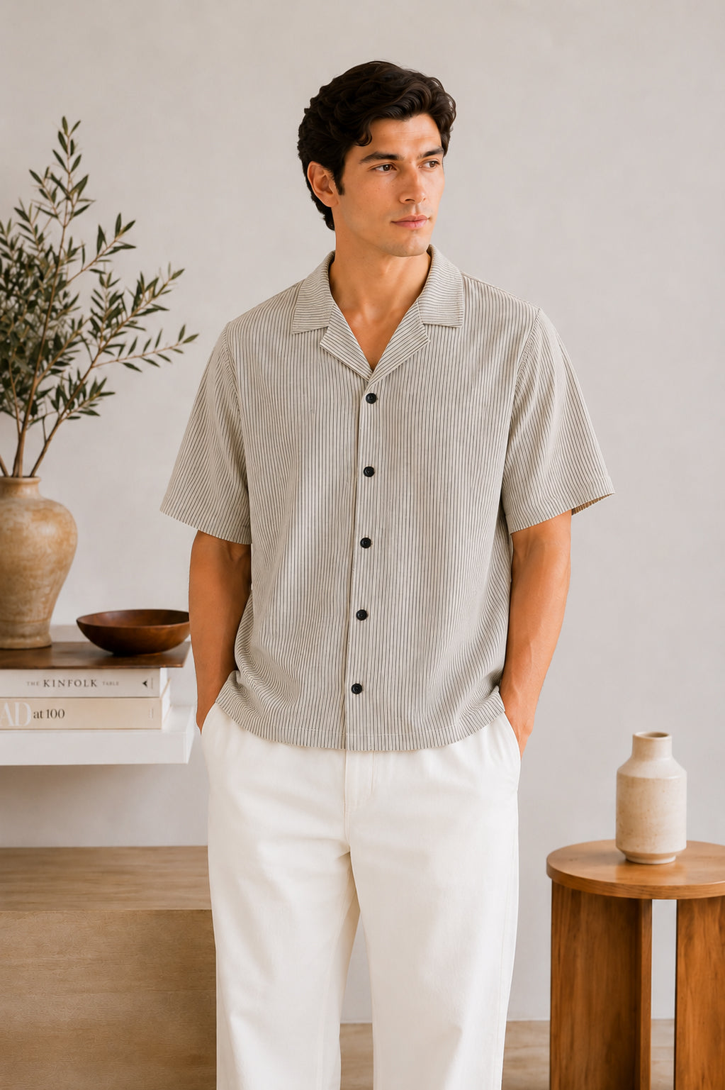 Off White Striper Boxy Revere Button Down - Men