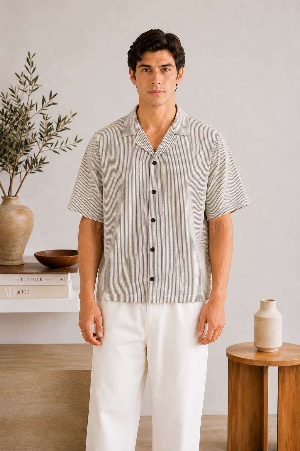 Off White Striper Boxy Revere Button Down - Men
