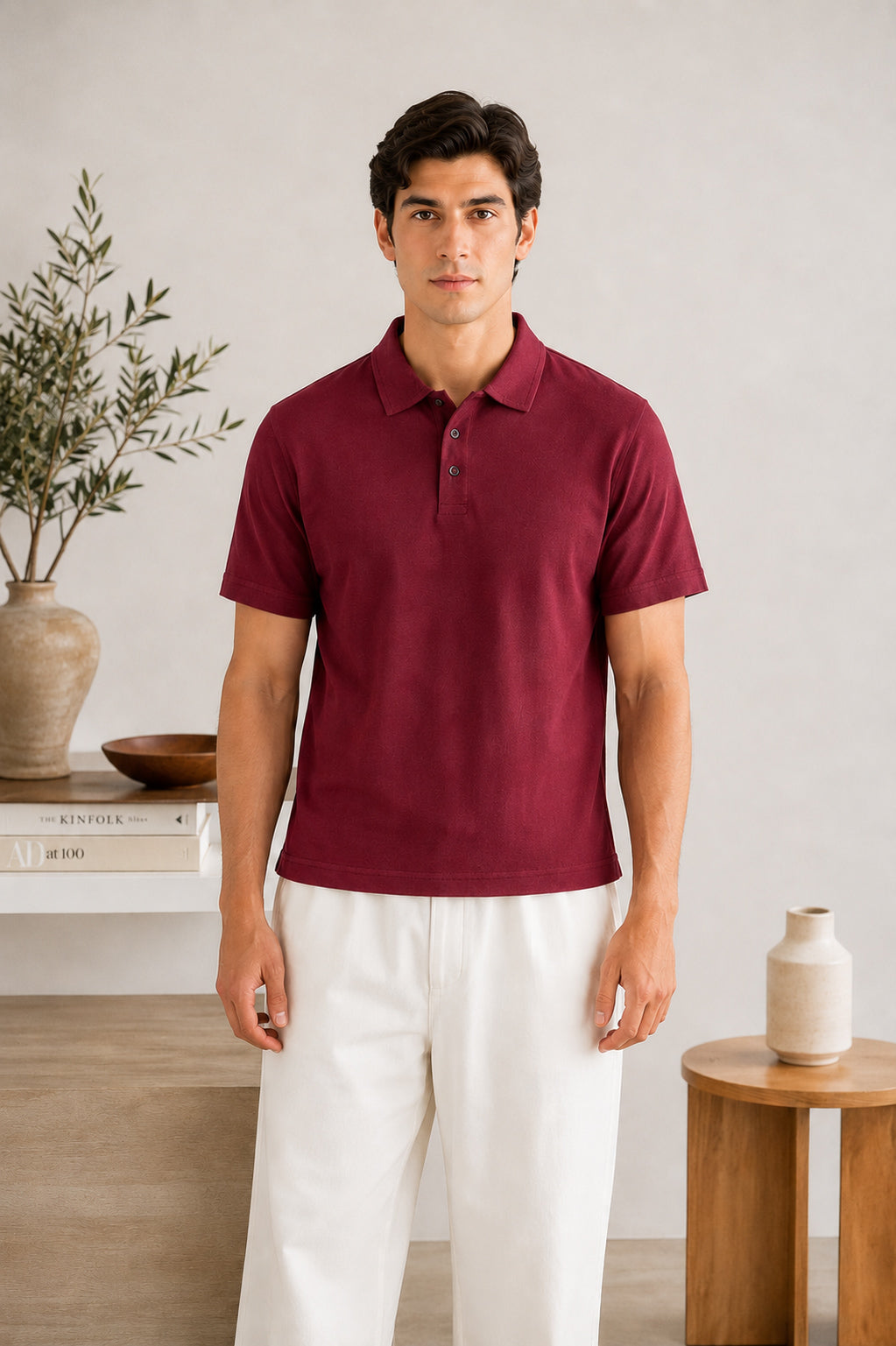 Maroon Basic Polo - Smart Fit- Men