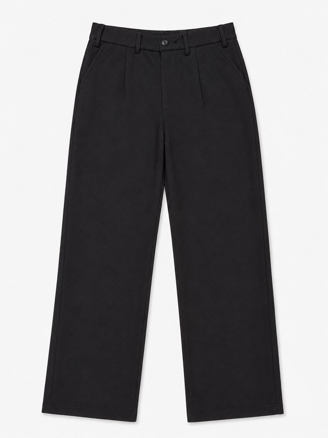 Black Interlock Straight Fit Pants  - Men