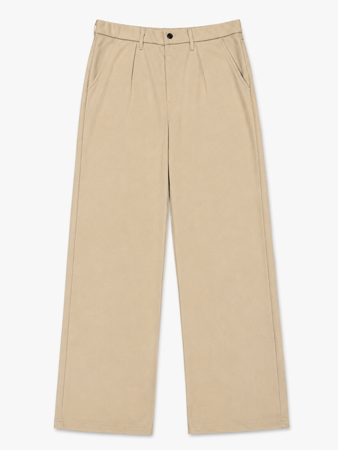 Beige Interlock Straight Fit Pants  - Men