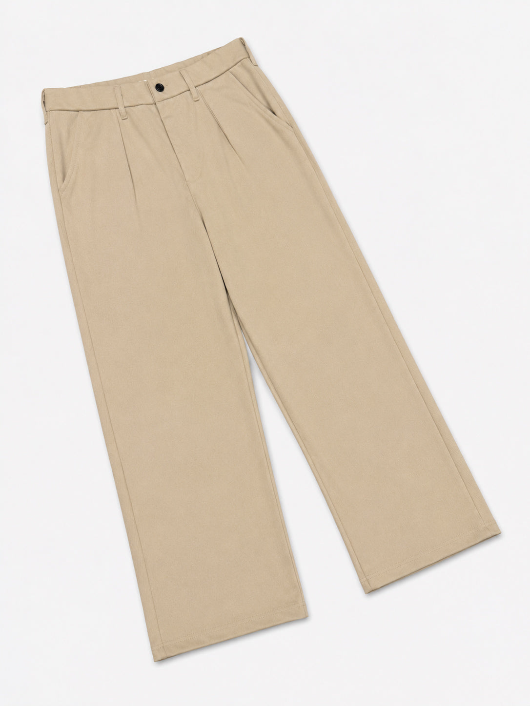 Beige Interlock Straight Fit Pants  - Men