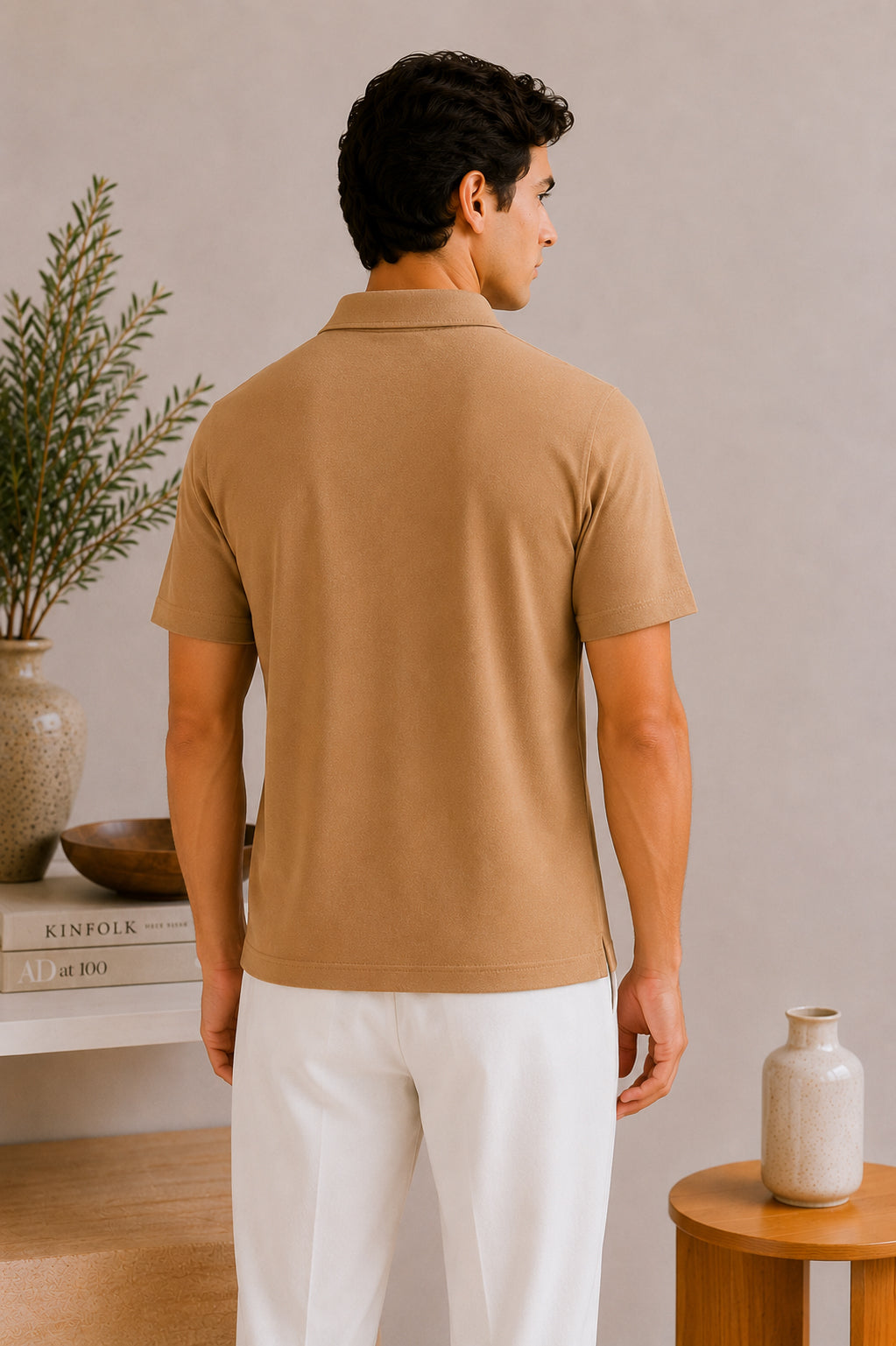 Camel Basic Zipper Polo - Smart Fit- Men