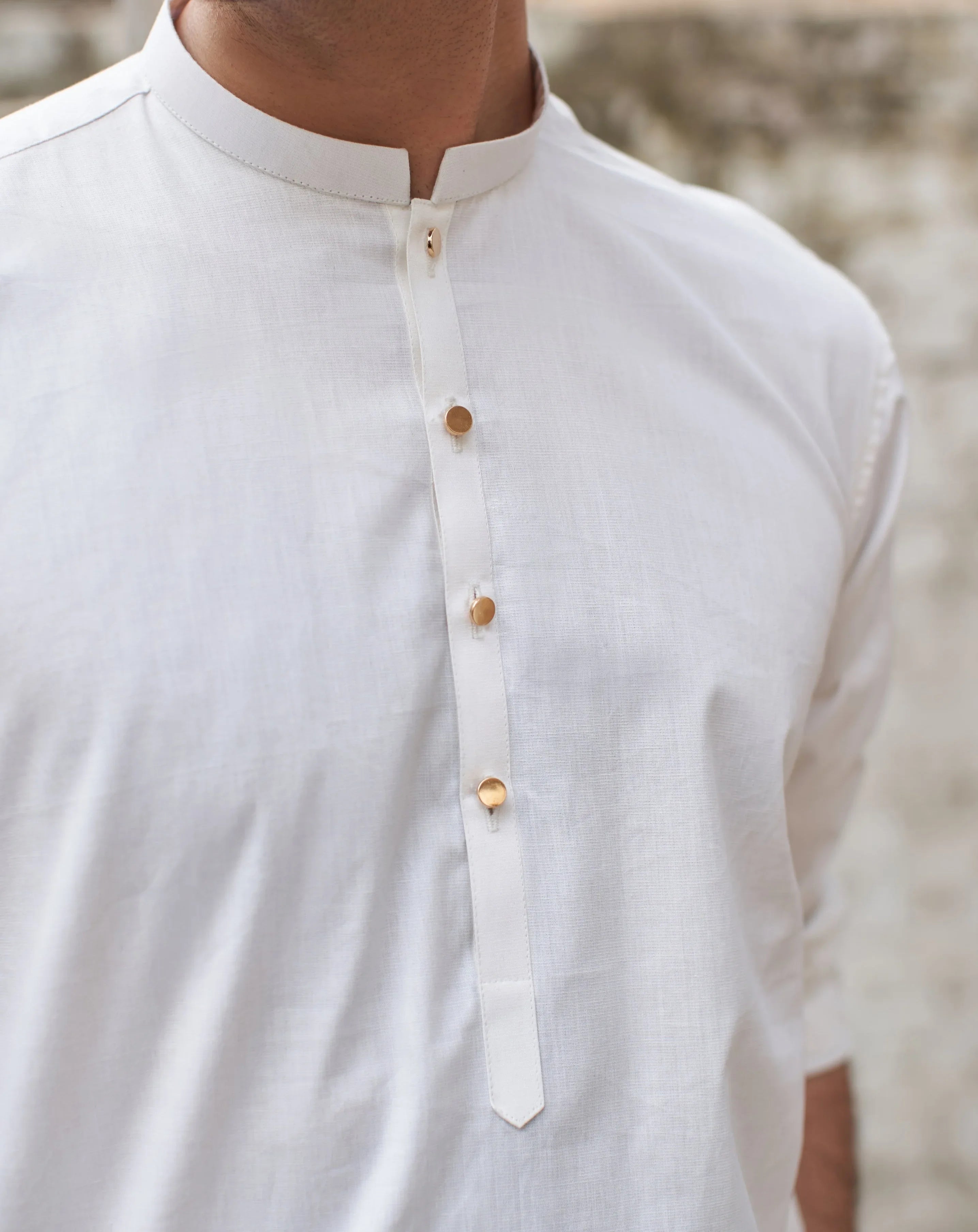 Off White Cotton Kurta Trouser - Men
