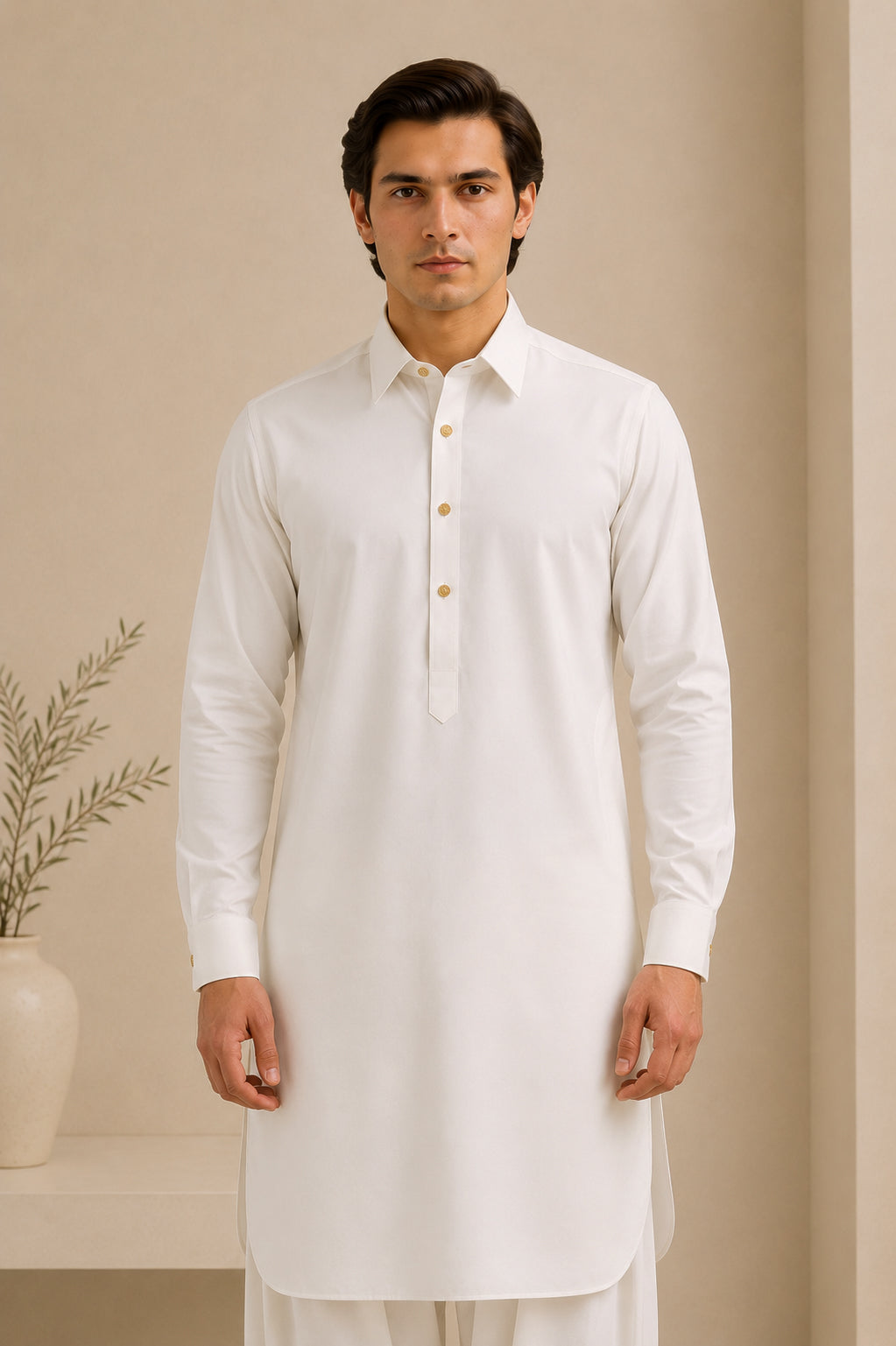 White French Collar Kameez Shalwar - Men