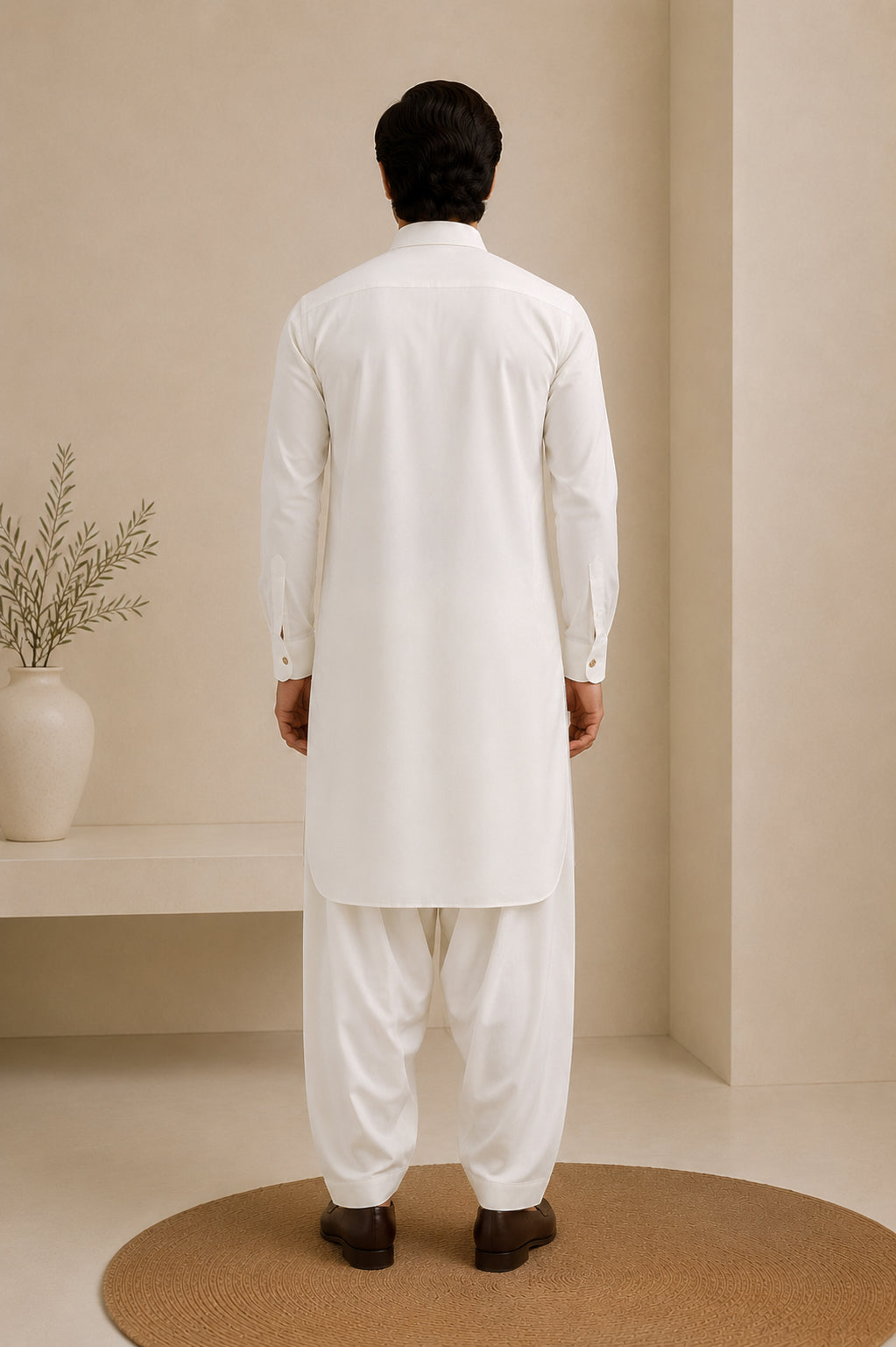 White French Collar Kameez Shalwar - Men