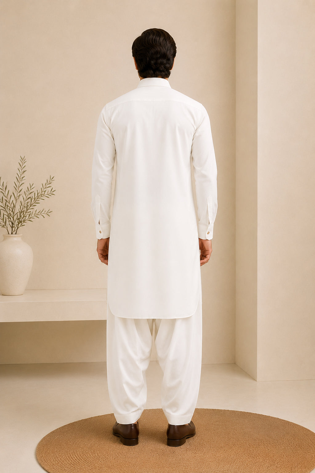 White French Collar Kameez Shalwar - Men