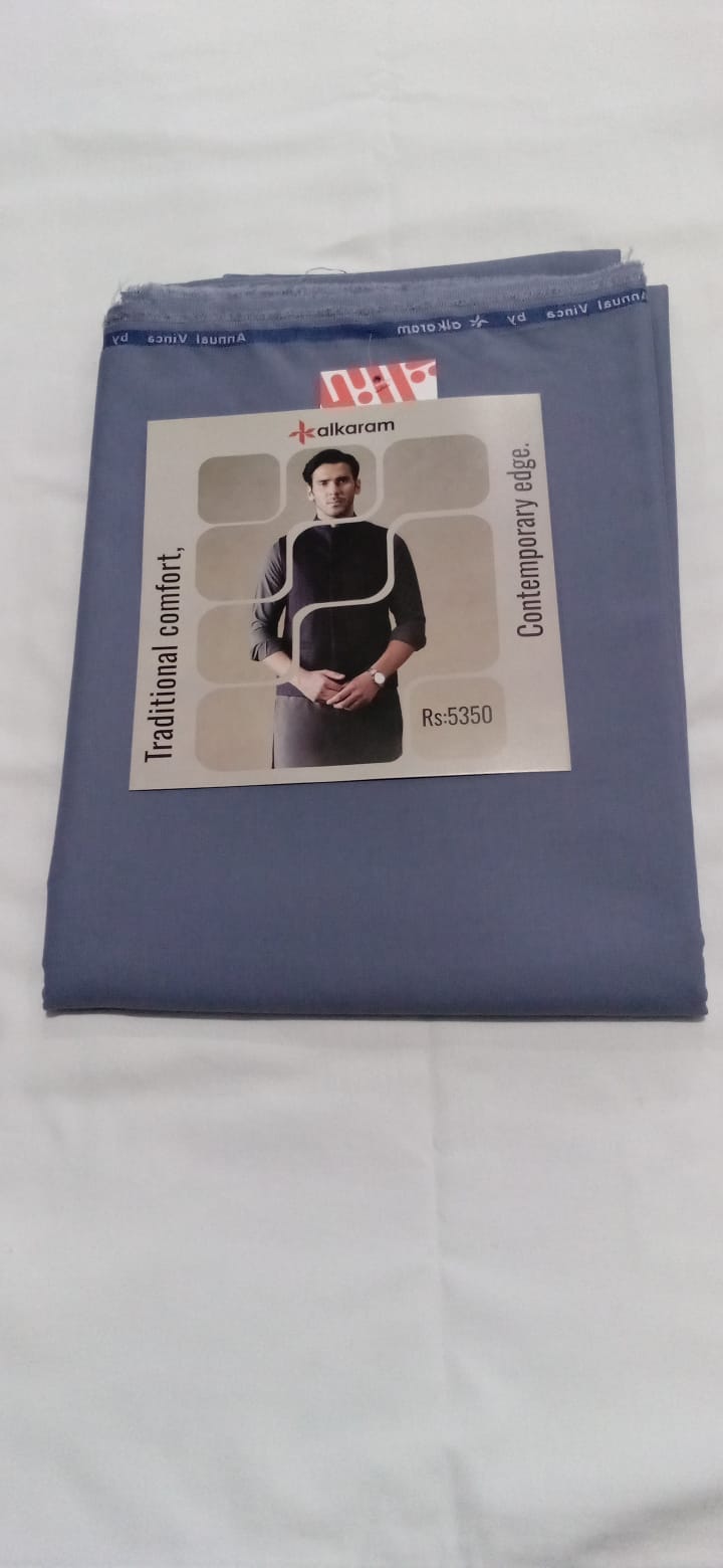 Al Karam Wash N Wear 4 Meter Light Navy Blue