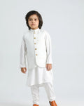 Off White Kurta Trouser with Suiting Waistcoat - Kids