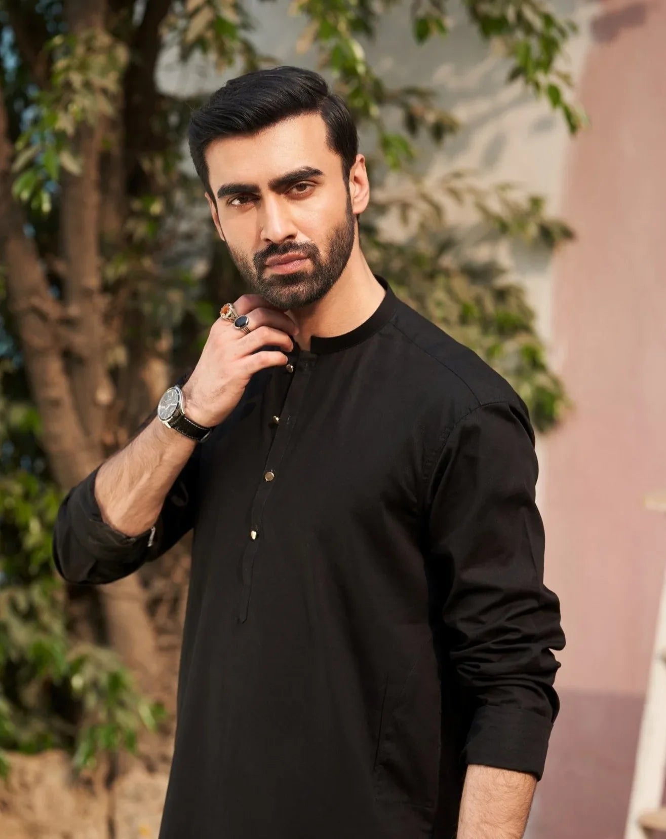 Black Cotton Kurta Trouser - Men
