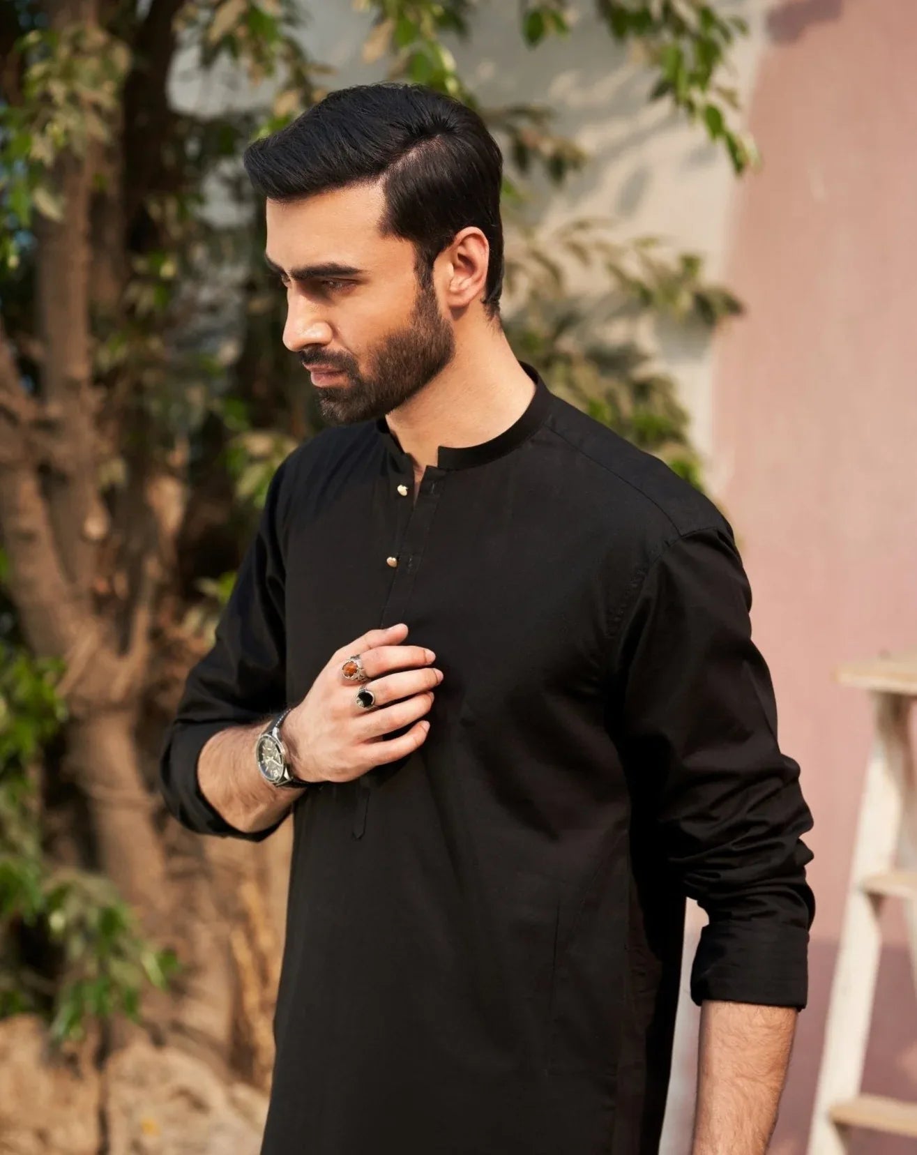 Black Cotton Kurta Trouser - Men