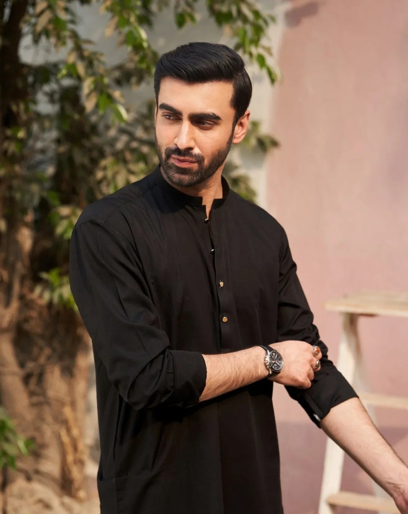 Black Cotton Kurta Trouser - Men