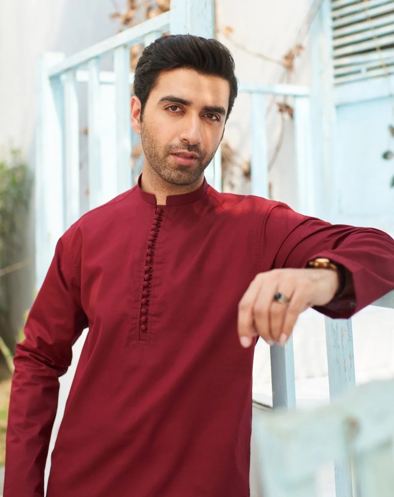 Maroon Cotton Kurta Trouser - Men