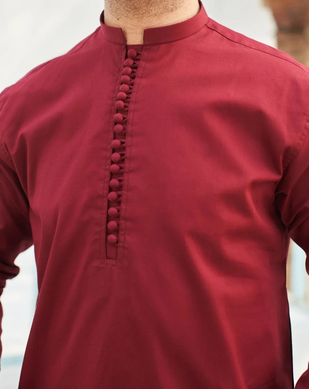 Maroon Cotton Kurta Trouser - Men