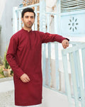 Maroon Cotton Kurta Trouser - Men