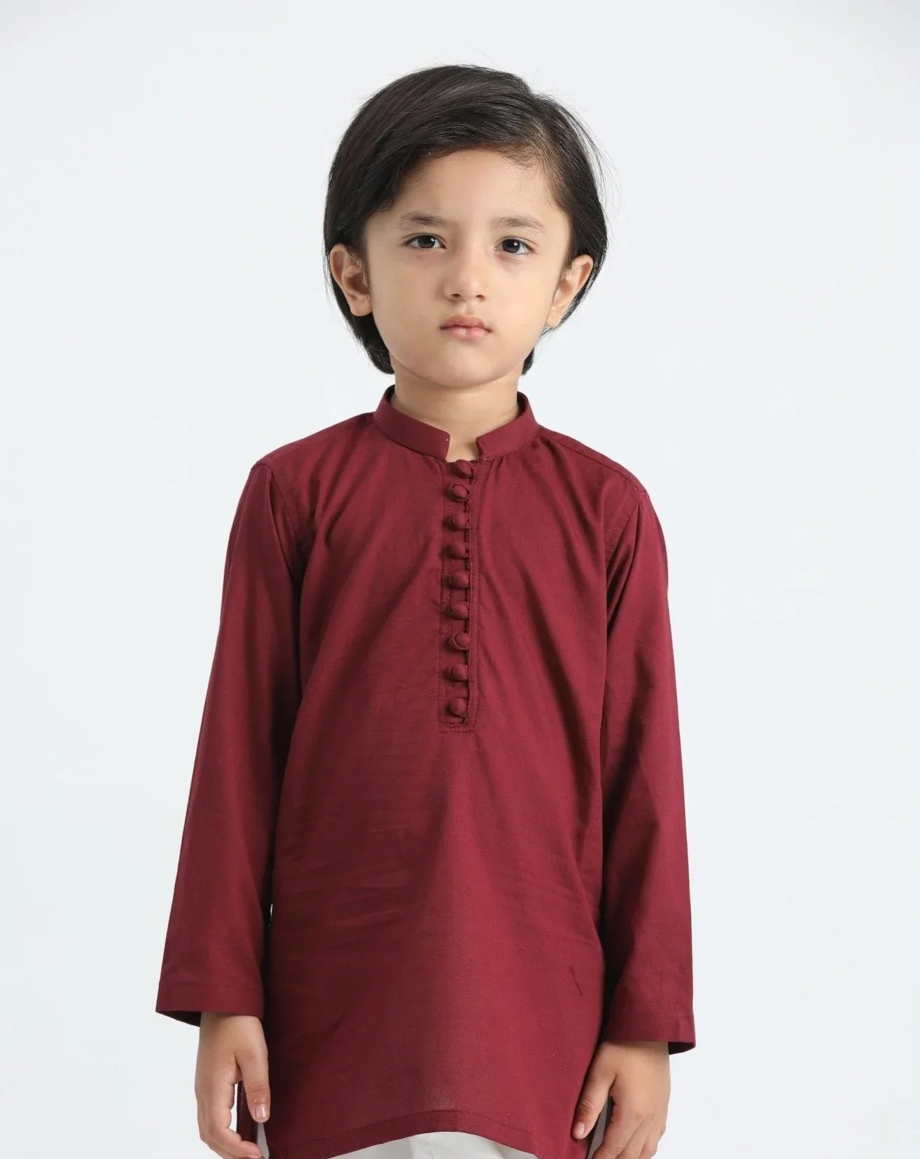 Maroon Cotton Kurta Trouser - Kids