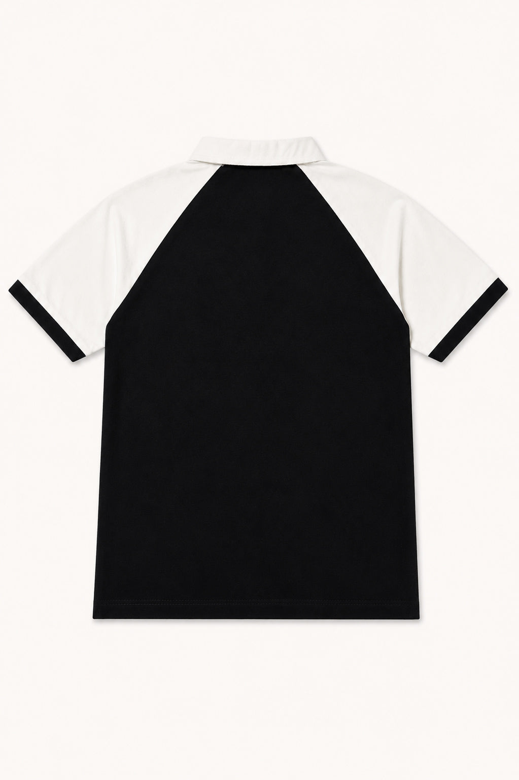 Black & White Contrast Raglan Polo - Men