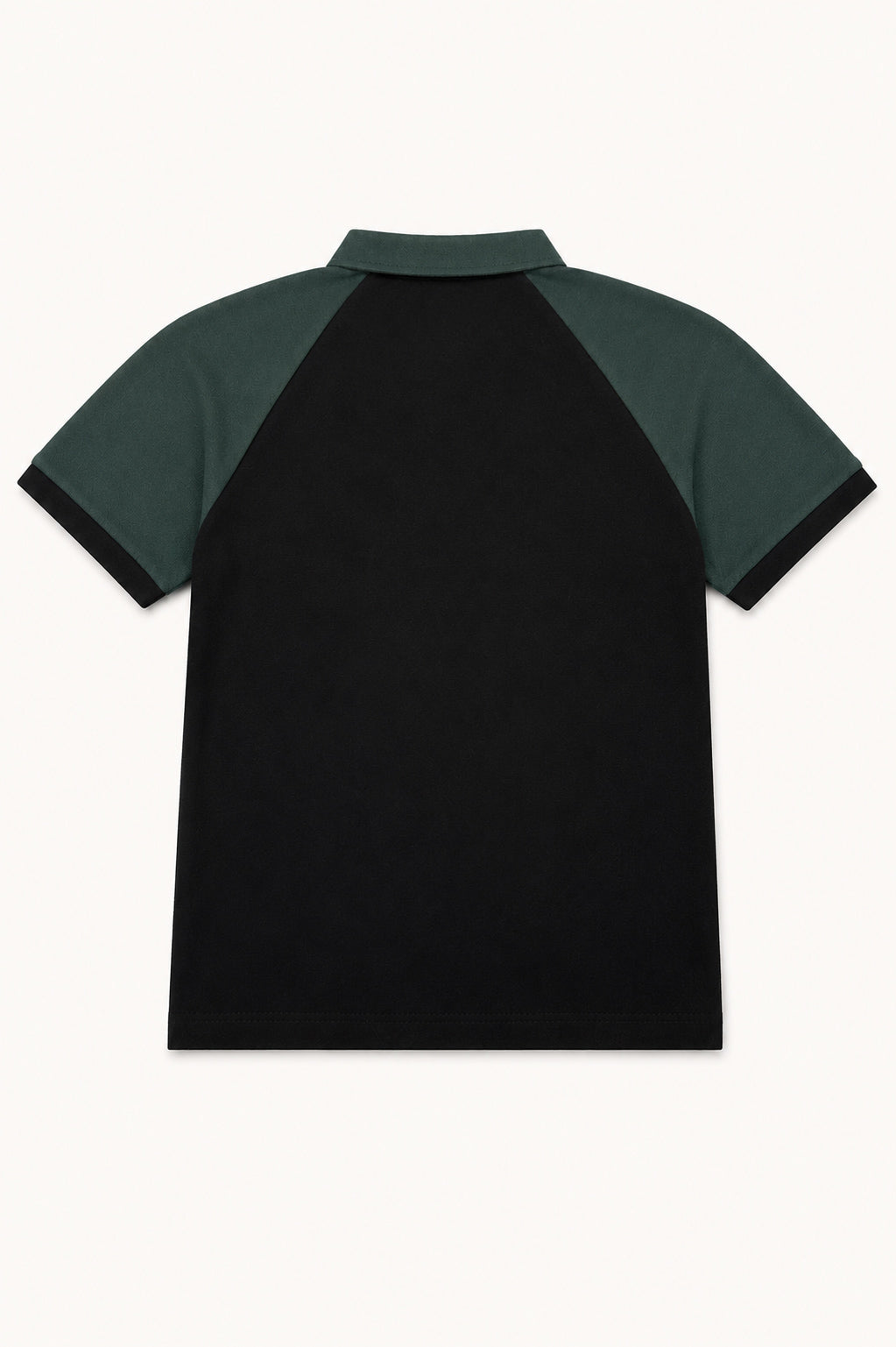 Black & Green Contrast Raglan Polo - Men