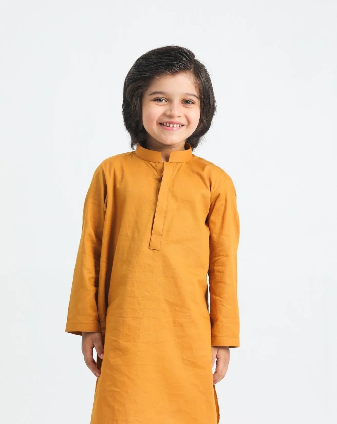 Mustard Cotton Kurta Trouser - Kids