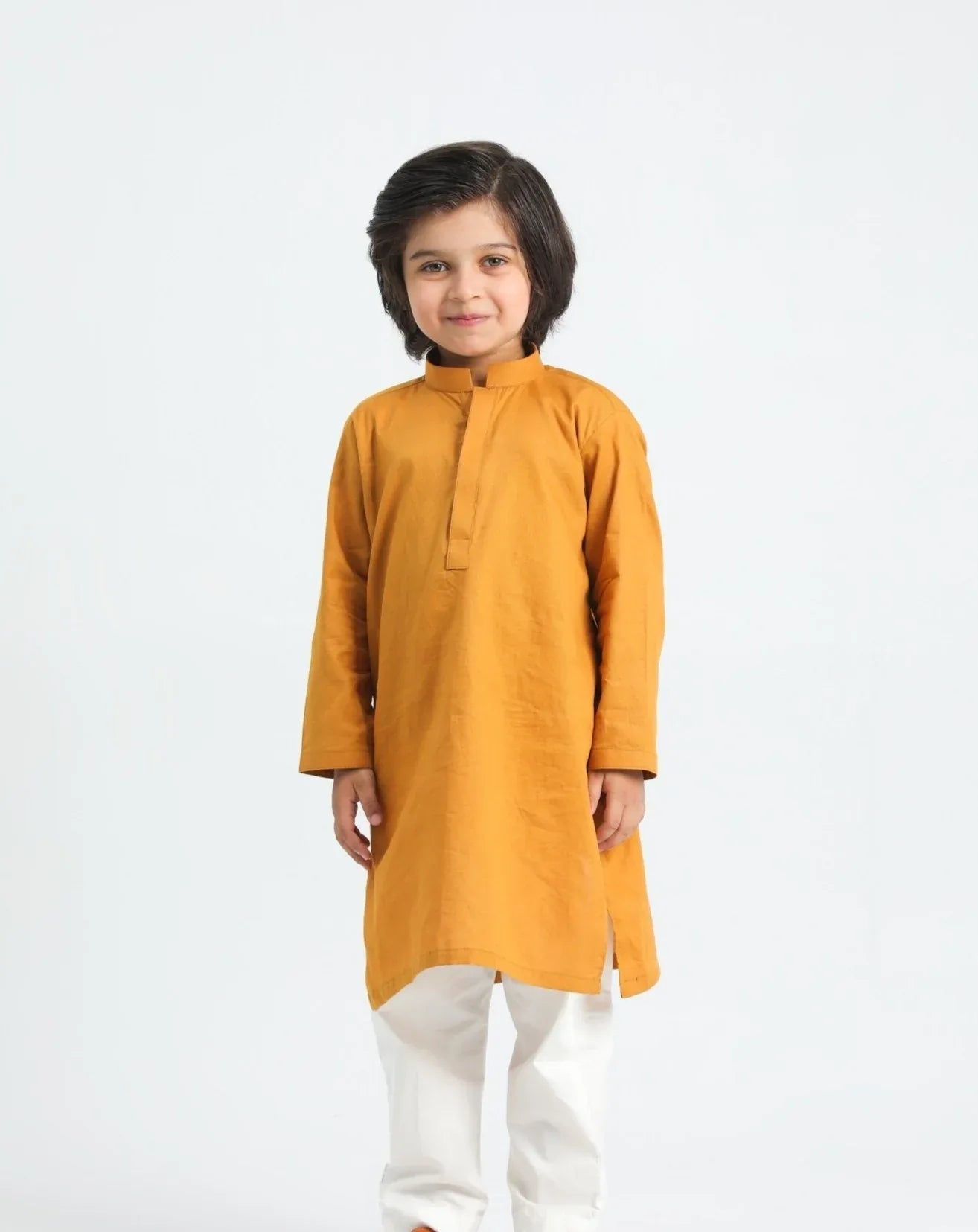 Mustard Cotton Kurta Trouser - Kids